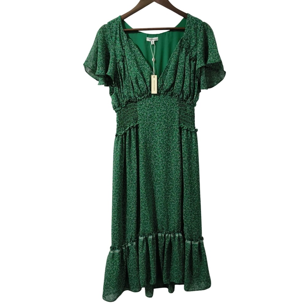 Max Studio Green Floral Midi Dress NWT